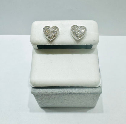 14K WHITE GOLD NATURAL HEART DIAMOND EARRINGS 0.40CT