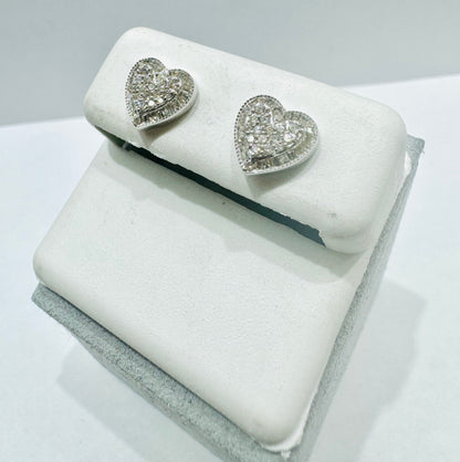 14K WHITE GOLD NATURAL HEART DIAMOND EARRINGS 0.40CT