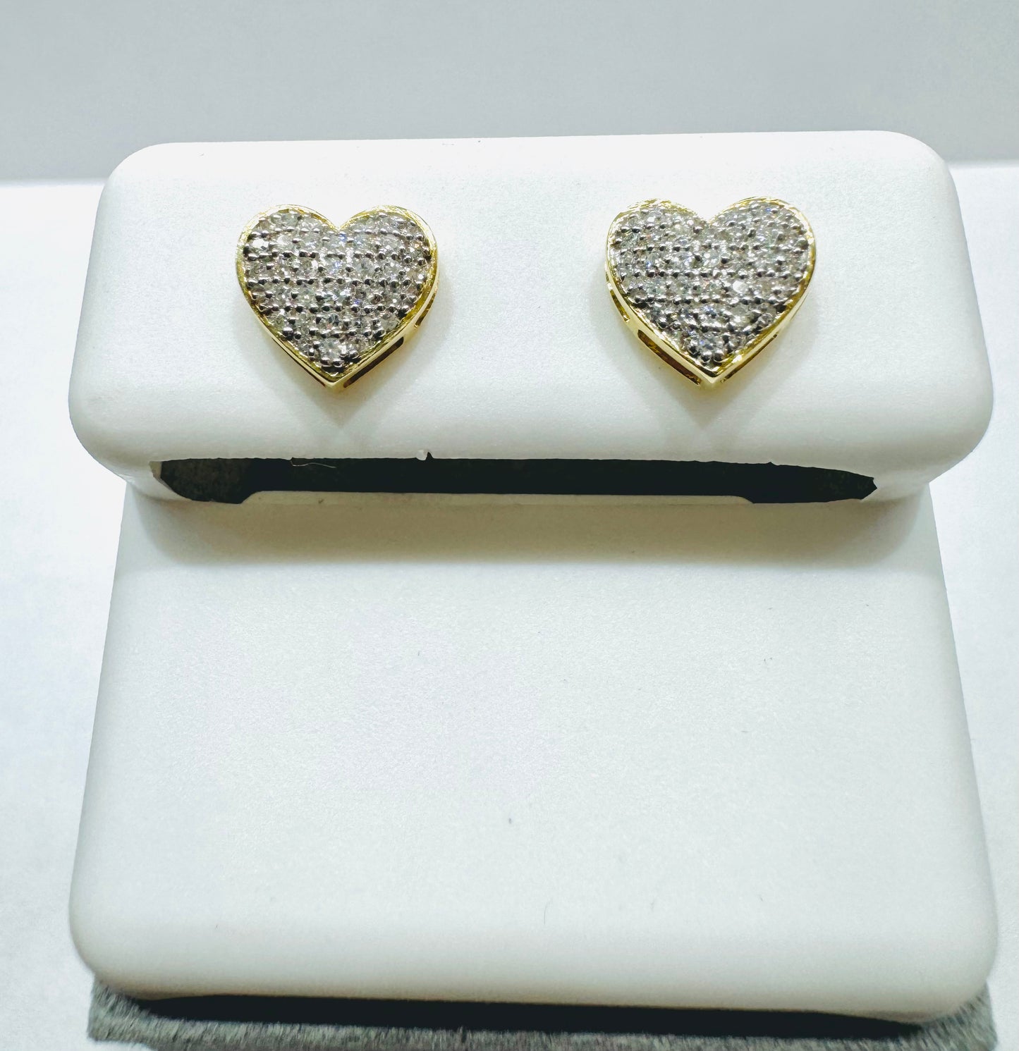 10K GOLD HEART NATURAL DIAMOND EARRINGS, 0.15CTW
