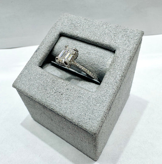 SILVER MOISSANITE RING 1.29CT, SIZE: 8