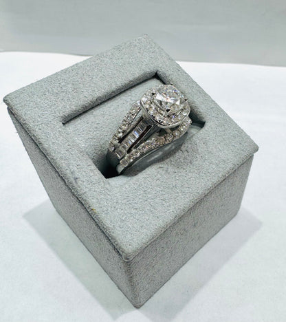 SILVER MOISSANITE RING 2.50CT, SIZE: 7