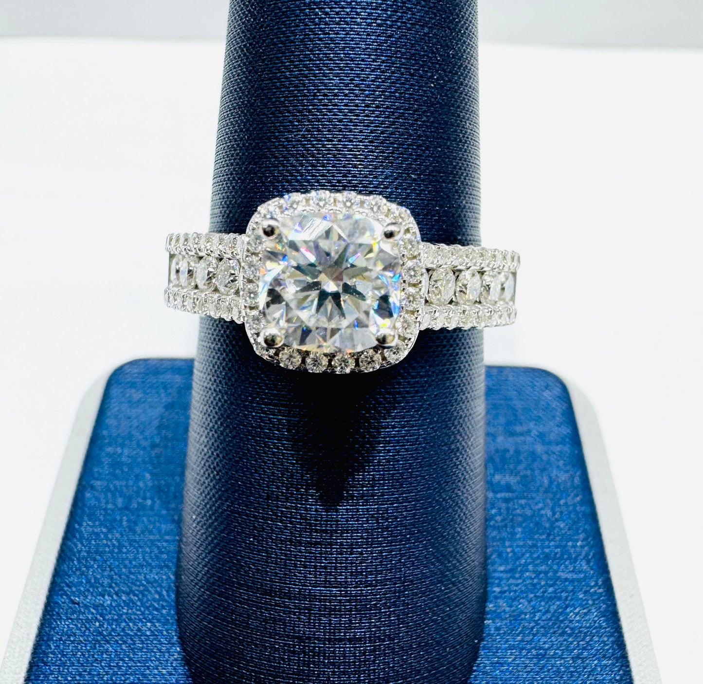 SILVER MOISSANITE RING 1.80CT, SIZE: 7
