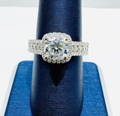 SILVER MOISSANITE RING 1.80CT, SIZE: 7