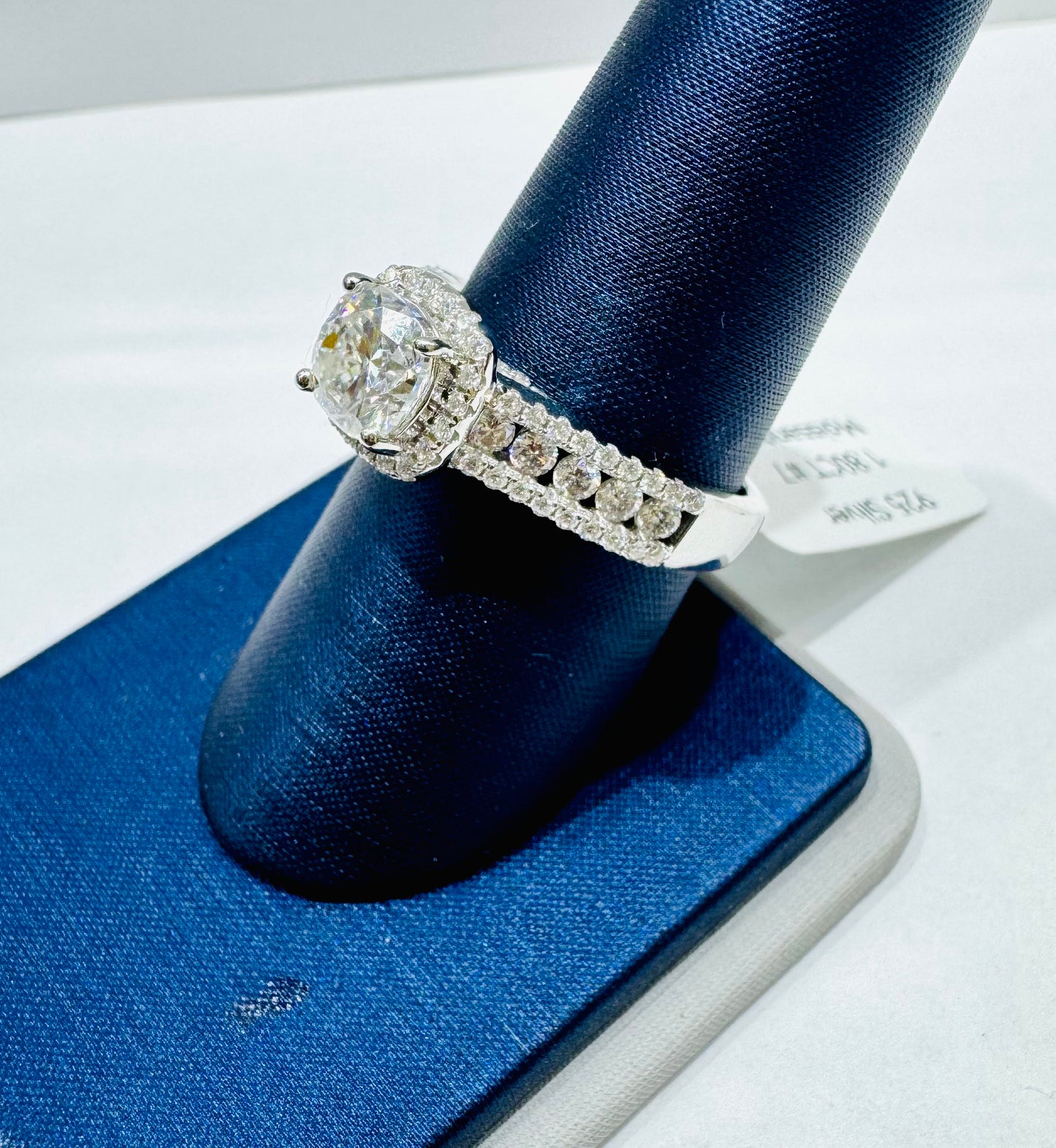 SILVER MOISSANITE RING 1.80CT, SIZE: 7