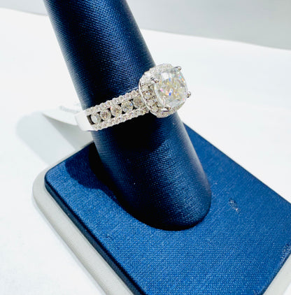 SILVER MOISSANITE RING 1.80CT, SIZE: 7