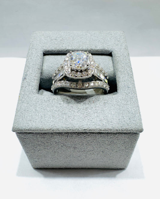 SILVER MOISSANITE RING 2.50CT, SIZE: 7