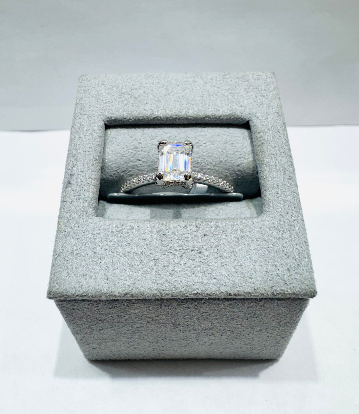 SILVER MOISSANITE RING 1.29CT, SIZE: 8