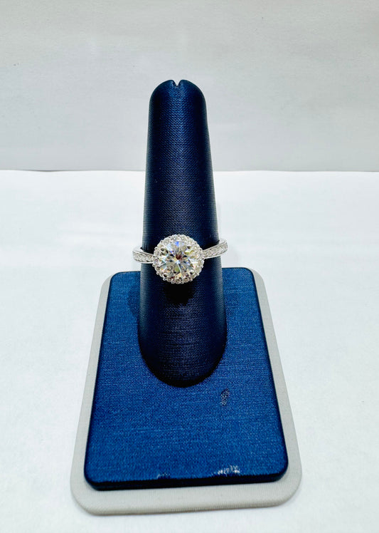 SILVER MOISSANITE RING 1.60CT, SIZE: 7