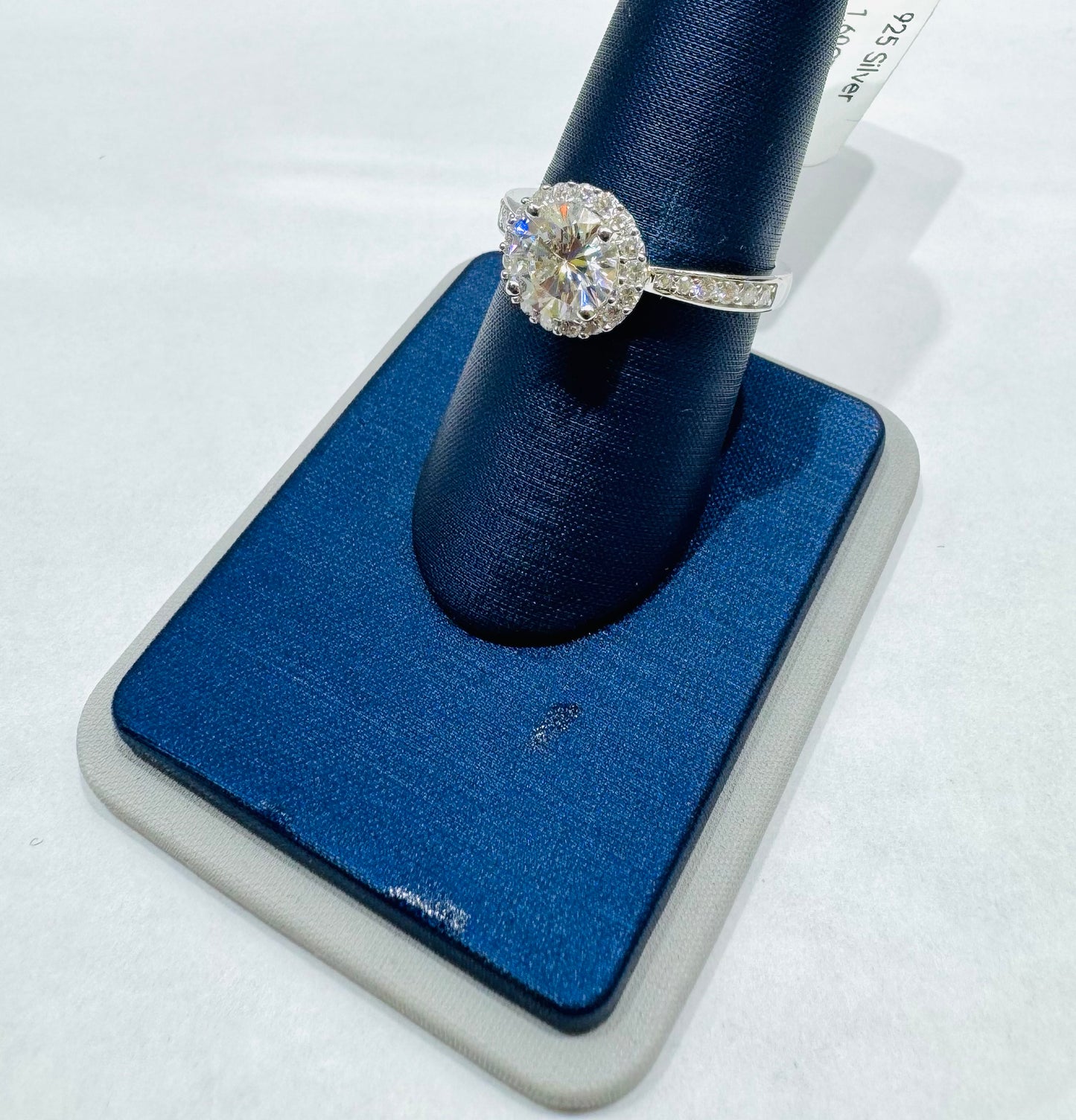 SILVER MOISSANITE RING 1.60CT, SIZE: 7