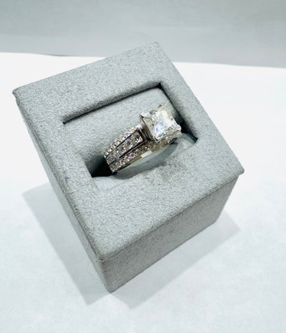 SILVER MOISSANITE RING 2.30CT, SIZE: 6