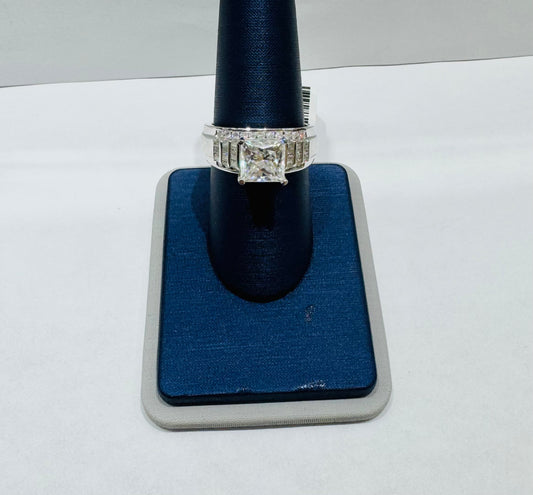 SILVER MOISSANITE RING 2.70CT ,SIZE: 7