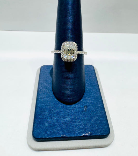 SILVER MOISSANITE RING 1.30CT, SIZE: 7