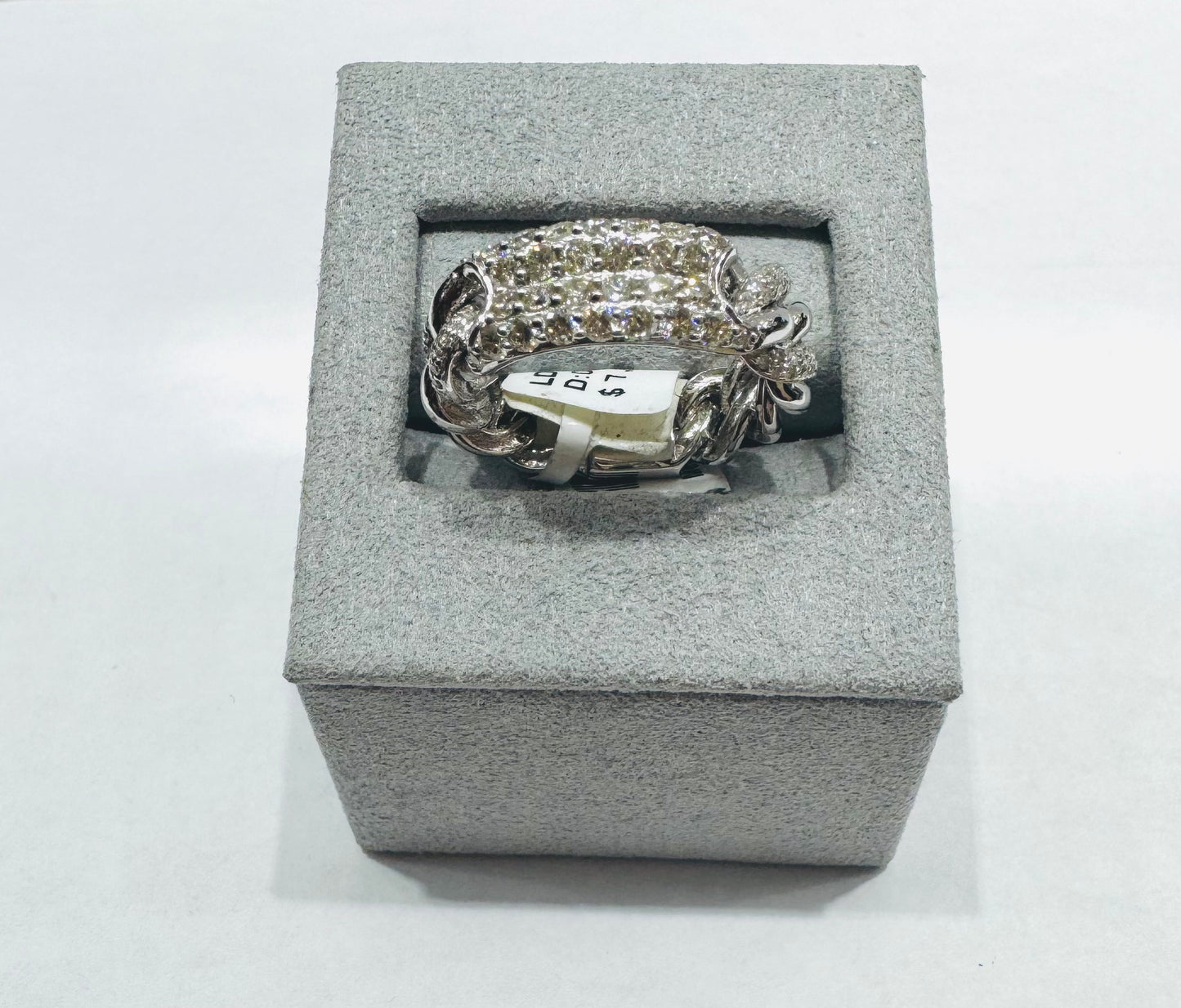 14K WHITE GOLD NATURAL DIAMOND WEDDING BAND 0.98CT, SIZE: 7