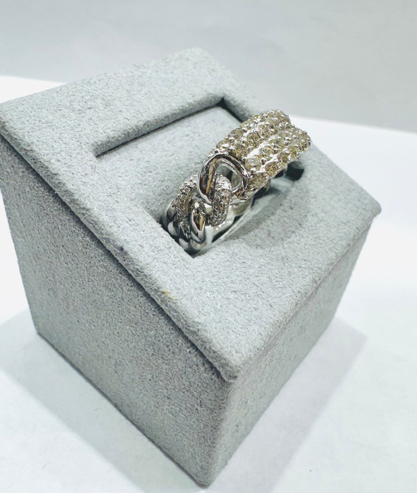 14K WHITE GOLD NATURAL DIAMOND WEDDING BAND 0.98CT, SIZE: 7