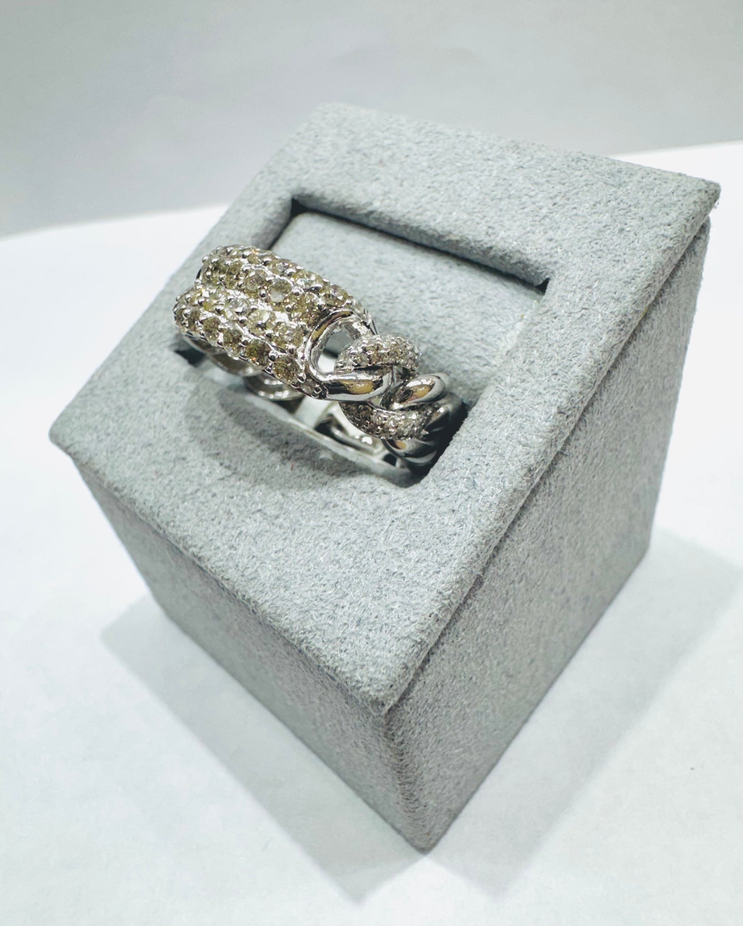 14K WHITE GOLD NATURAL DIAMOND WEDDING BAND 0.98CT, SIZE: 7