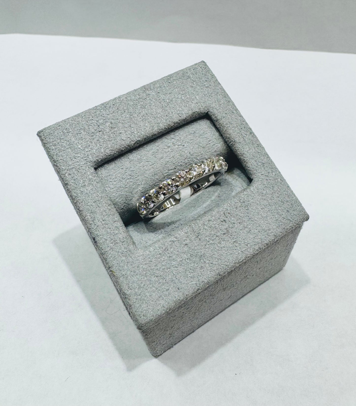 14K WHITE GOLD NATURAL DIAMOND WEDDING BAND 0.75CT, SIZE: 6