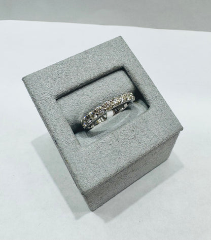 14K WHITE GOLD NATURAL DIAMOND WEDDING BAND 0.75CT, SIZE: 6