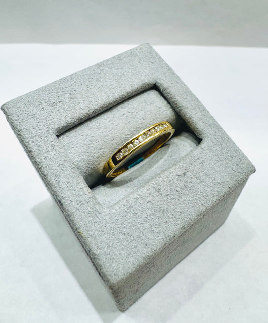 14K GOLD NATURAL DIAMOND WEDDING BAND, SIZE: 5.5