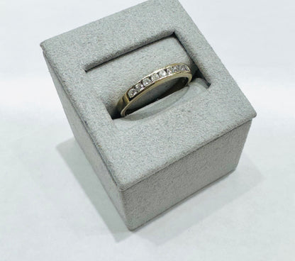 14K GOLD NATURAL DIAMOND WEDDING BAND, SIZE: 9