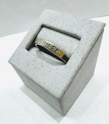 14K GOLD NATURAL DIAMOND WEDDING BAND, SIZE: 9