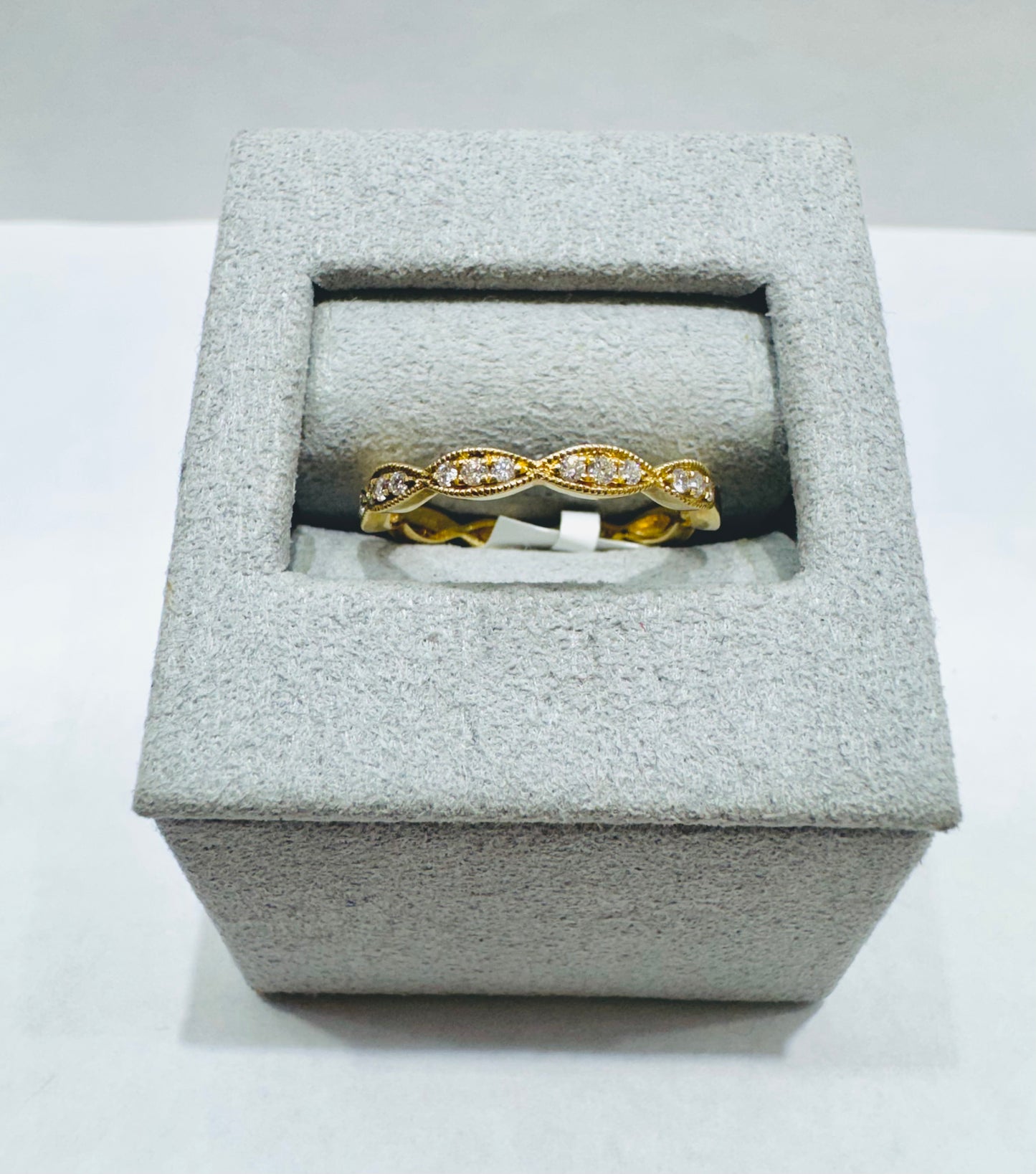 14K GOLD NATURAL DIAMOND WEDDING BAND 0.15CT, SIZE: 6