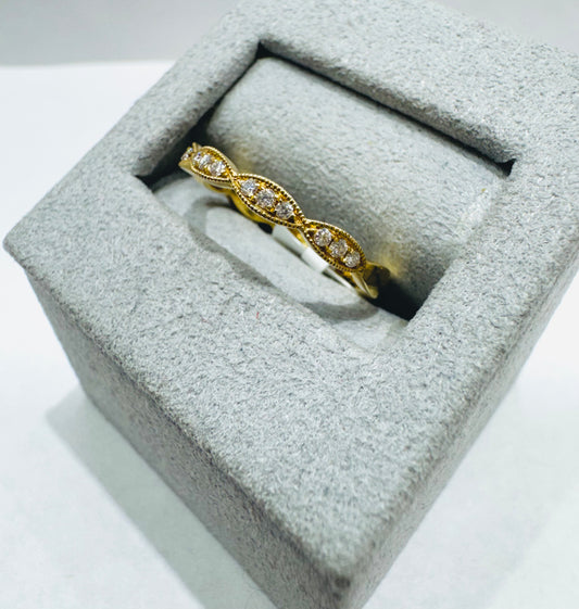 14K GOLD NATURAL DIAMOND WEDDING BAND 0.15CT, SIZE: 6