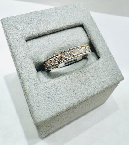 14K WHITE GOLD NATURAL DIAMOND WEDDING BAND 1.00CT, SIZE: 6