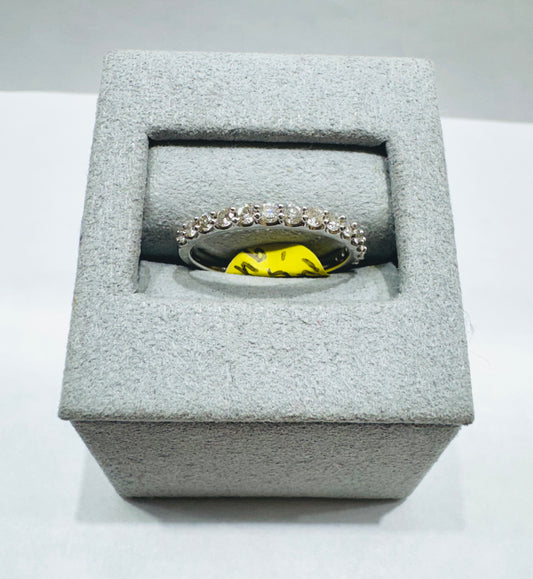 14K WHITE GOLD NATURAL DIAMOND WEDDING BAND 0.50CT, SIZE: 6.5