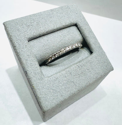 14K WHITE GOLD NATURAL DIAMOND WEDDING BAND, SIZE: 7