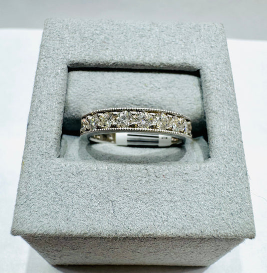 14K WHITE GOLD NATURAL DIAMOND WEDDING BAND 1.00CT, SIZE: 6