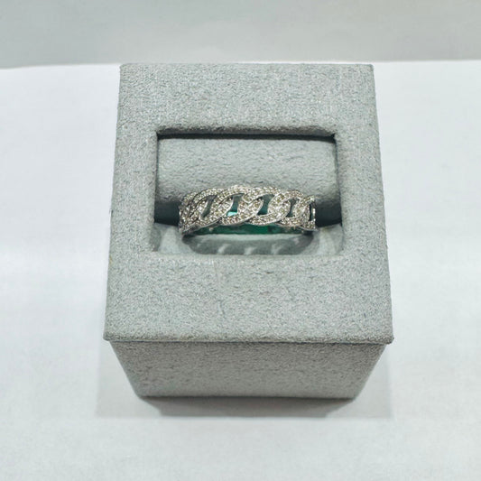 10K WHITE GOLD NATURAL DIAMOND WEDDING BAND, SIZE: 7