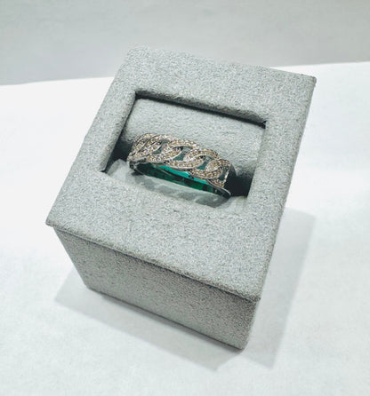 10K WHITE GOLD NATURAL DIAMOND WEDDING BAND, SIZE: 7