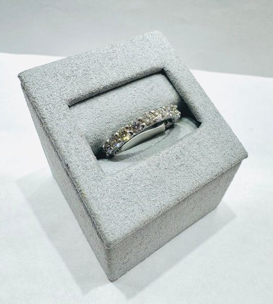 14K WHITE GOLD NATURAL DIAMOND WEDDING BAND 2.25CT, SIZE:6