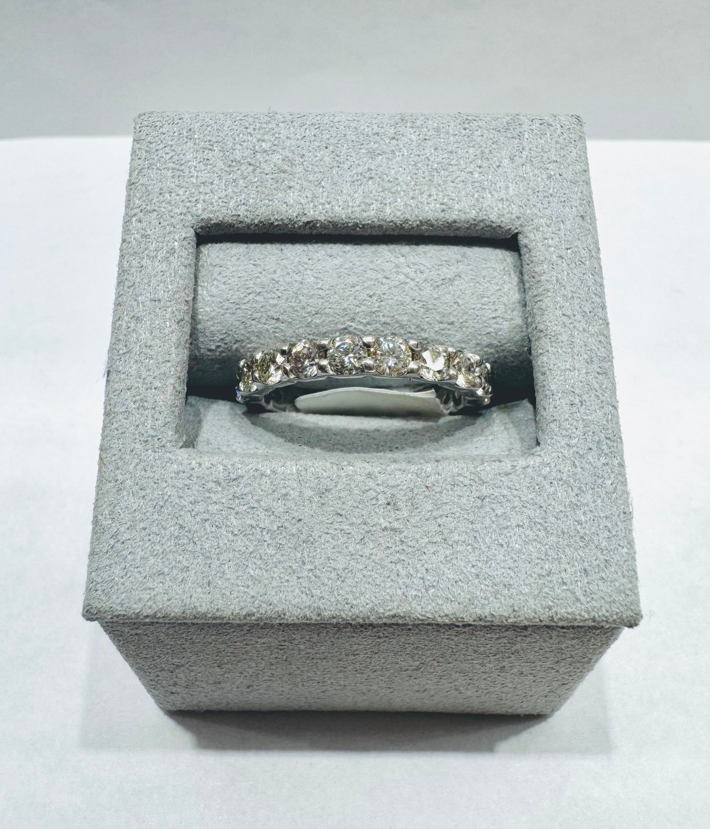 14K WHITE GOLD NATURAL DIAMOND WEDDING BAND 2.25CT, SIZE:6