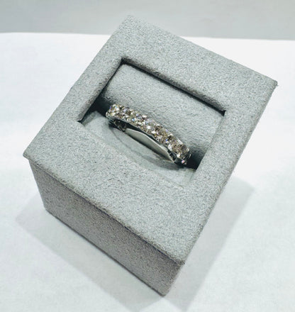 14K WHITE GOLD NATURAL DIAMOND WEDDING BAND 2.25CT, SIZE:6