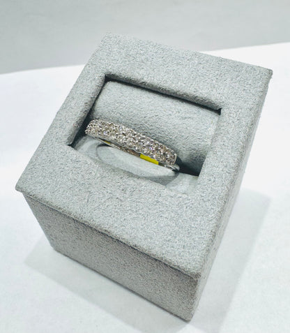 14K WHITE GOLD NATURAL DIAMOND WEDDING BAND, SIZE: 7