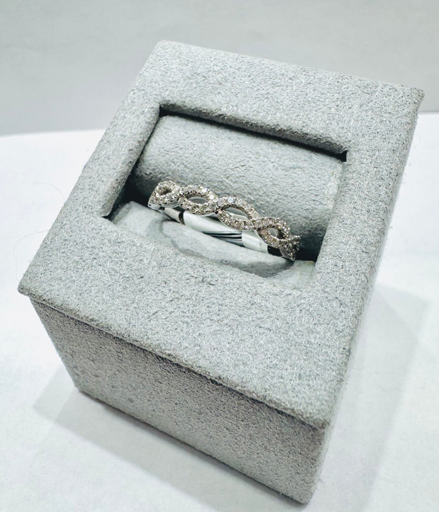 14K WHITE GOLD NATURAL DIAMOND WEDDING BAND 0.20CT, SIZE: 6.5