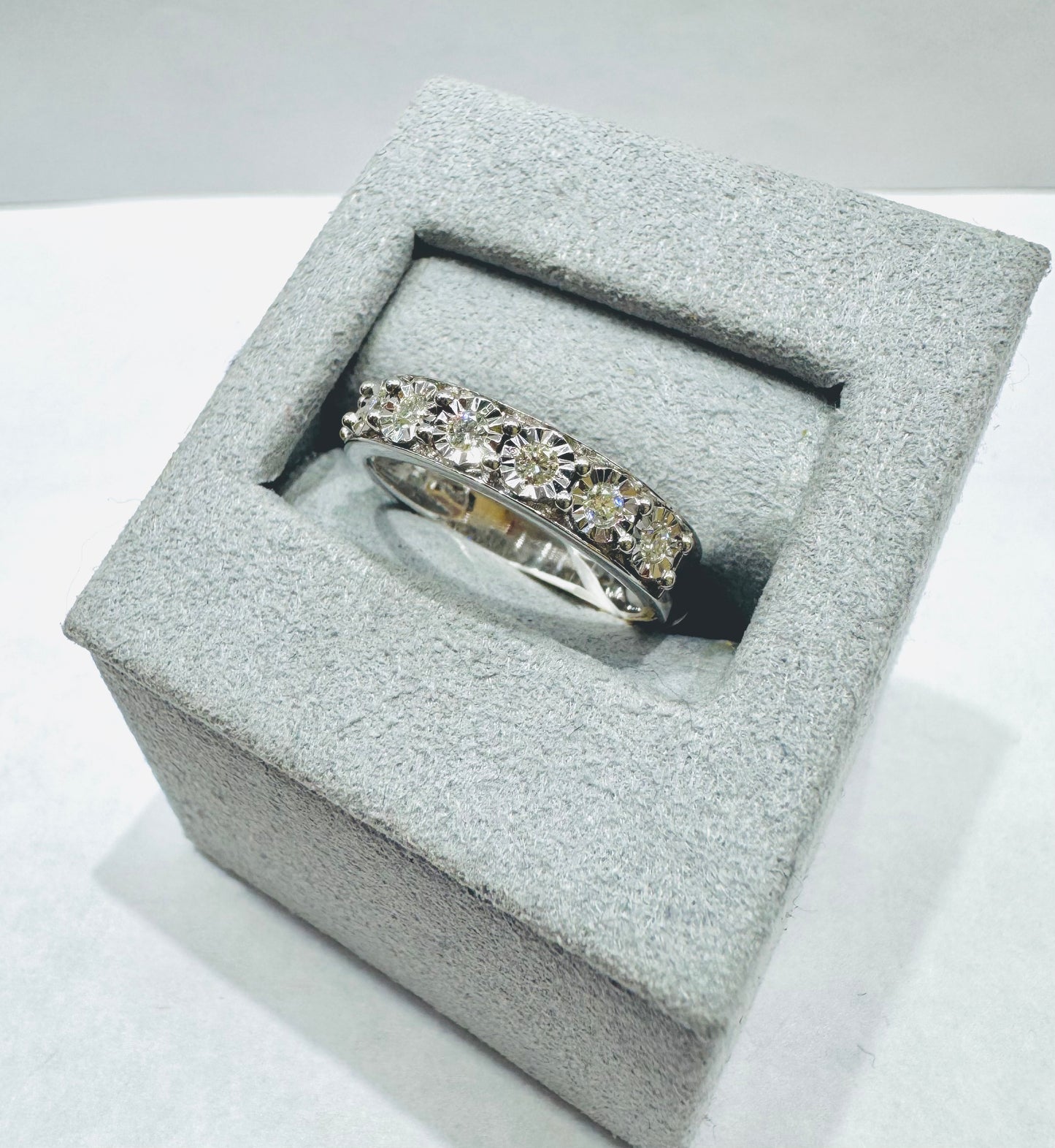 10K WHITE GOLD NATURAL DIAMOND WEDDING BAND 0.20CT, SIZE: 6.5