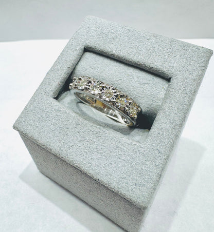 10K WHITE GOLD NATURAL DIAMOND WEDDING BAND 0.20CT, SIZE: 6.5