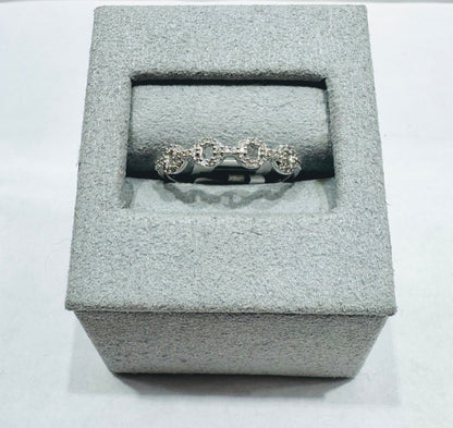 14K WHITE GOLD NATURAL DIAMOND WEDDING BAND 0.20CT, SIZE: 6.5