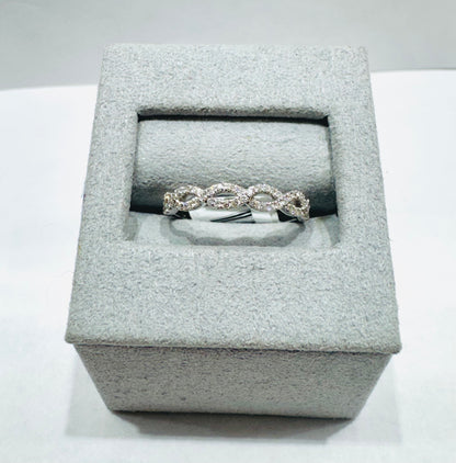 14K WHITE GOLD NATURAL DIAMOND WEDDING BAND 0.20CT, SIZE: 6.5