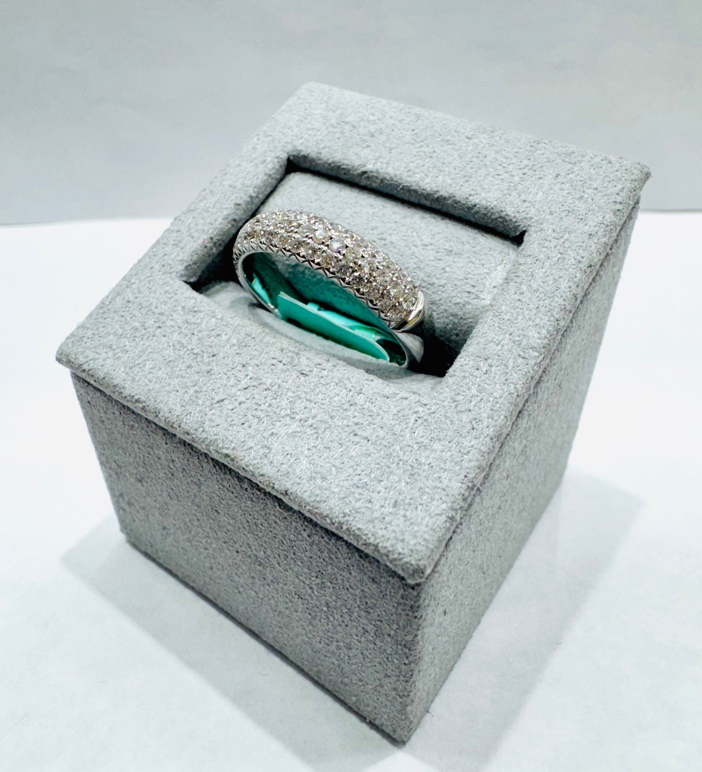 14K WHITE GOLD NATURAL DIAMOND WEDDING BAND 0.50CT, SIZE: 7