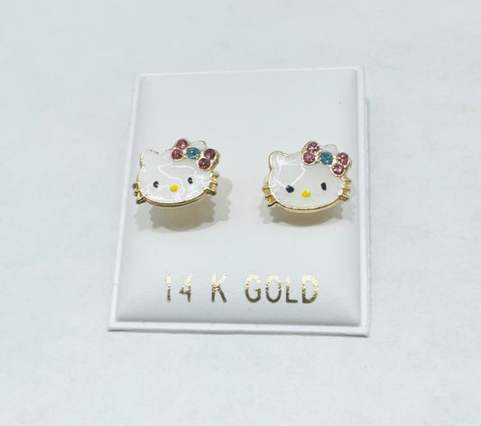 14K GOLD HELLO KITTY BABY EARRINGS