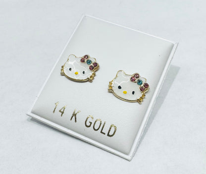 14K GOLD HELLO KITTY BABY EARRINGS