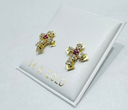 14K GOLD CROSS BABY EARRINGS