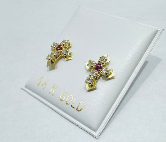 14K GOLD CROSS BABY EARRINGS