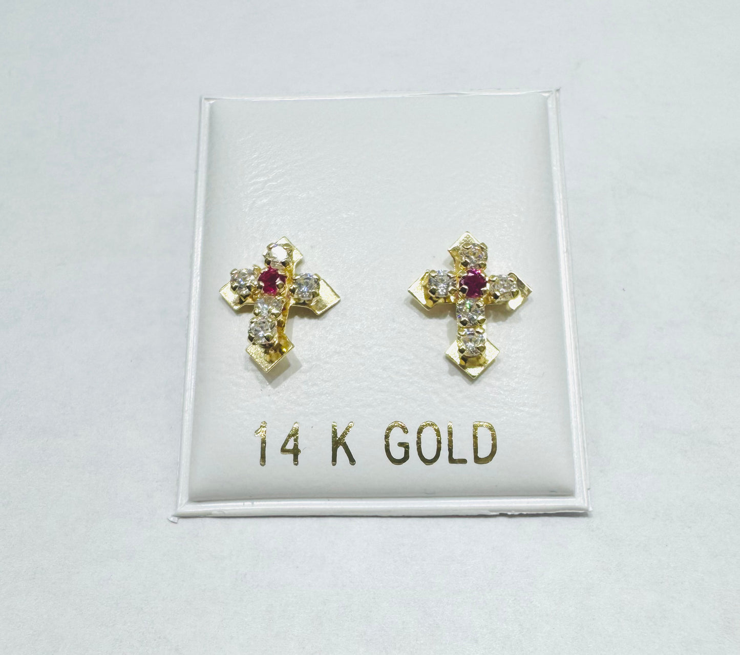 14K GOLD CROSS BABY EARRINGS