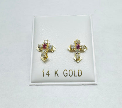 14K GOLD CROSS BABY EARRINGS