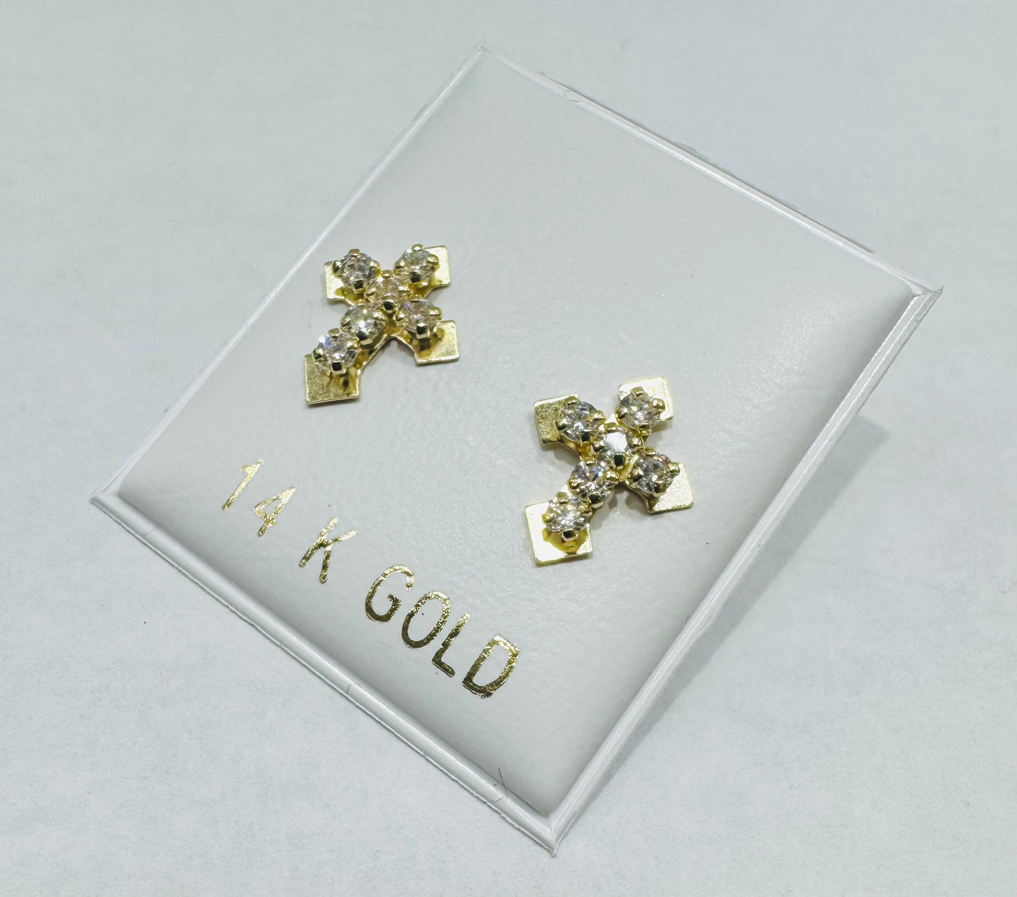 14K GOLD CROSS BABY EARRINGS