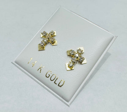 14K GOLD CROSS BABY EARRINGS